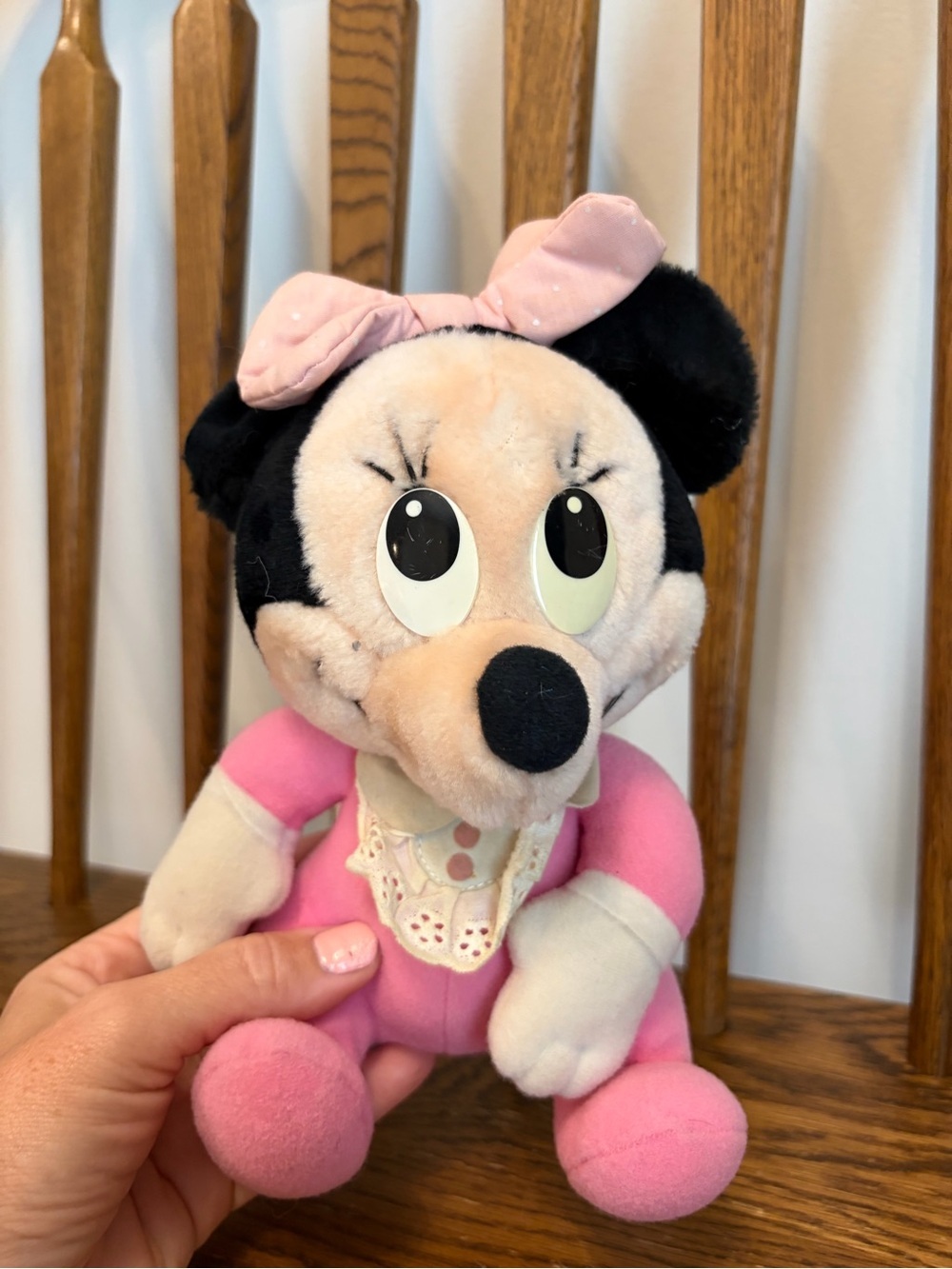 VTG Disney Baby Minnie Mouse Plush Pink 8" Playskool Hasbro Plastic Eyes